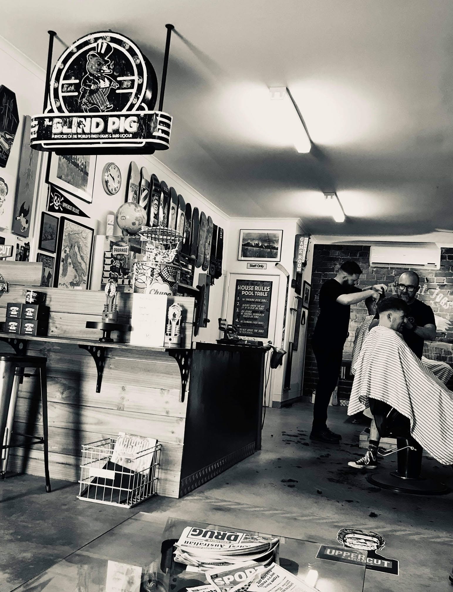 Inside Cut Throat Joe's Barbershop